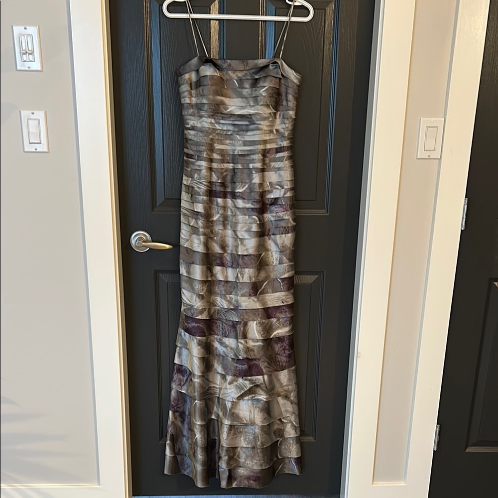 JS Collections Tiered Mermaid Gown - Grey/Purple